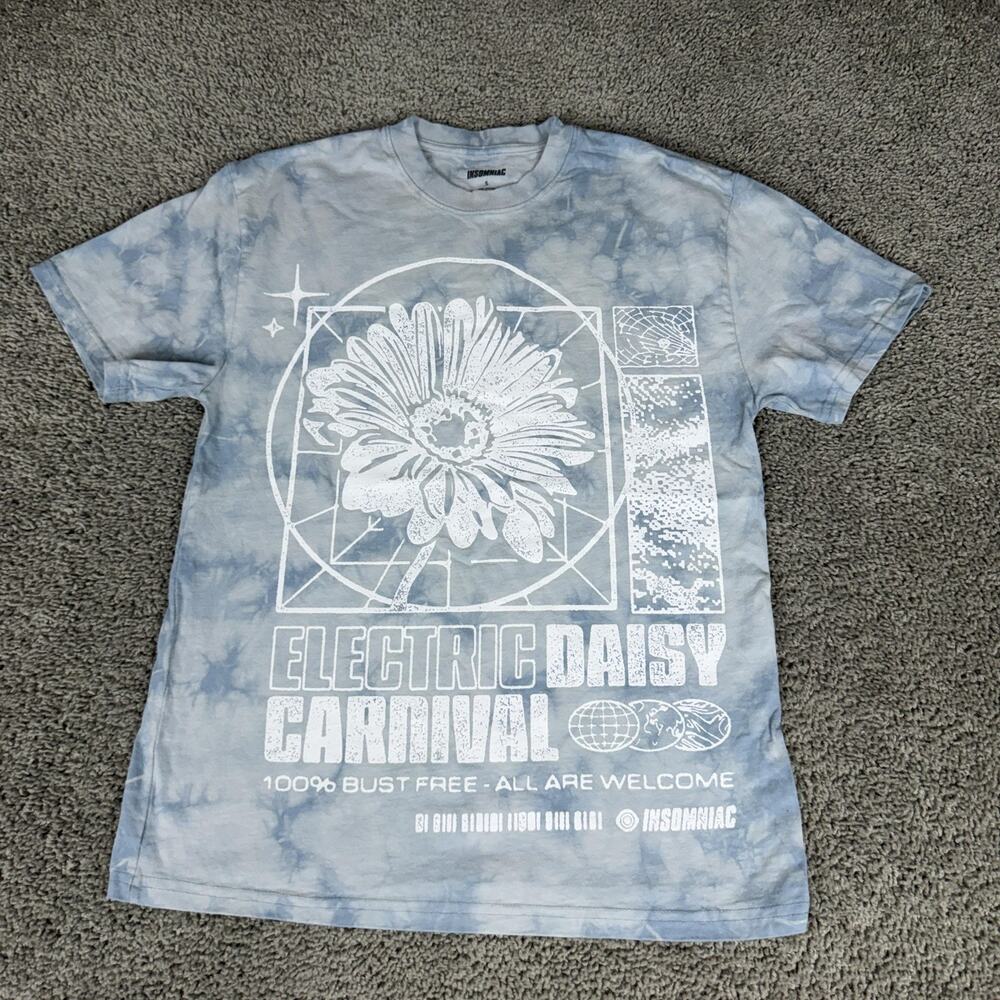 Electric Daisy Carnival Shirt Mens Small Blue Tie Dye Graphic Tee Insomniac